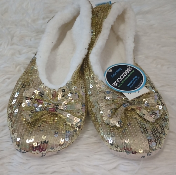 Classic Bling Snoozies Gold Sequin Women's Slippers - Picture 4 of 9